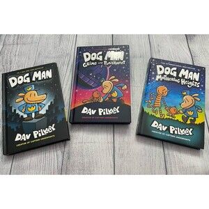 Three Dog Man Books: Dog Man, Grime & Punishment, Mothering Heights By Pilkey
